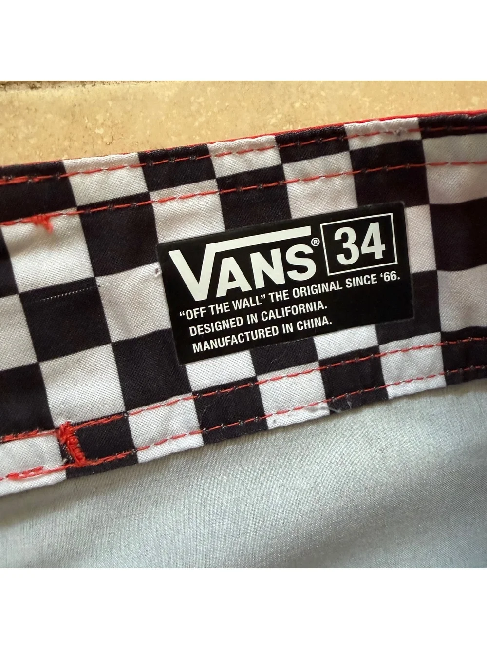 Vans Colorblock Striped Board Shorts Swim Trunks Checkered Pocket Men's Size 34
